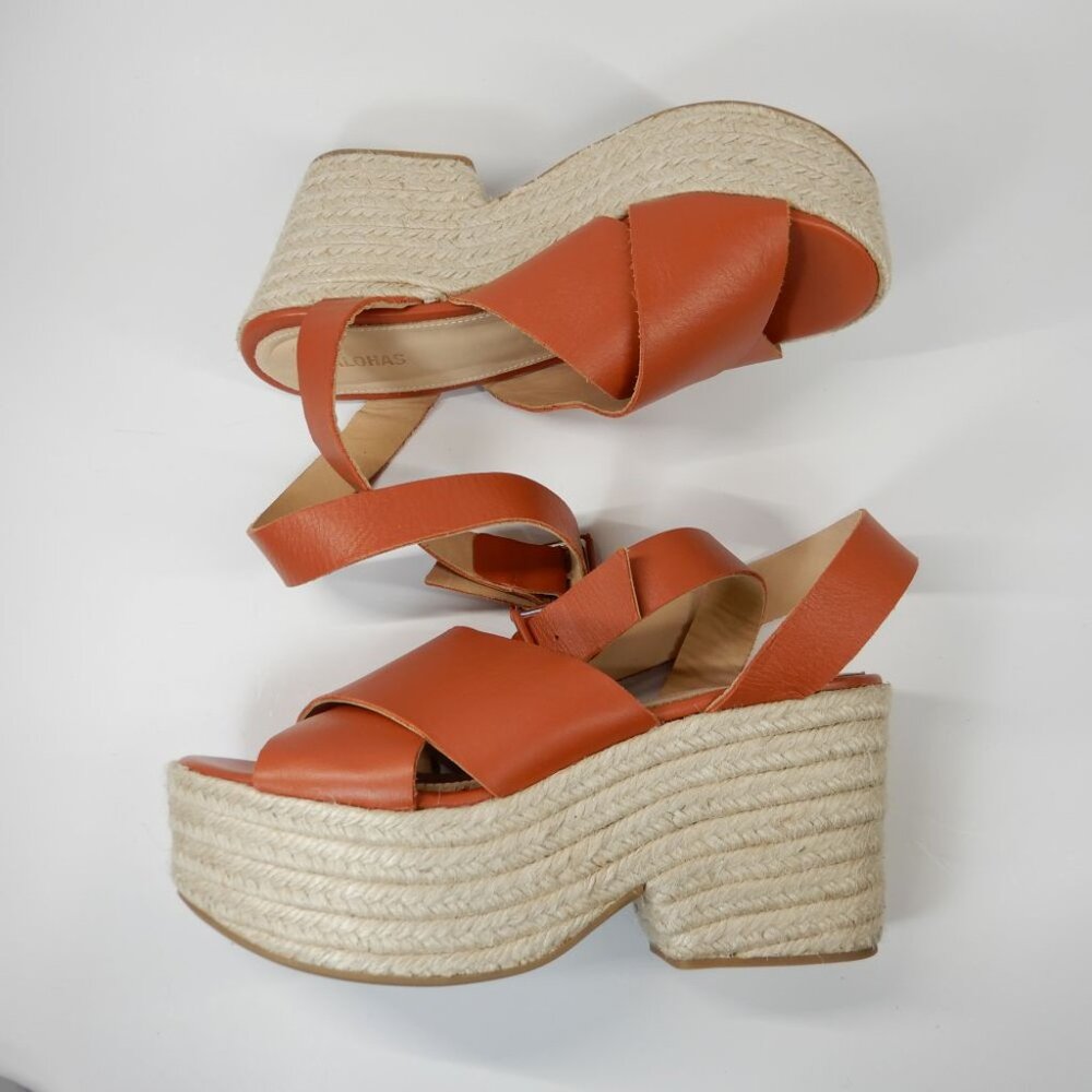 ALOHAS Lyla Leather Espadrille Platform Sandals Size 39 US 8 8.5 Brown NEW $210 - Picture 10 of 16